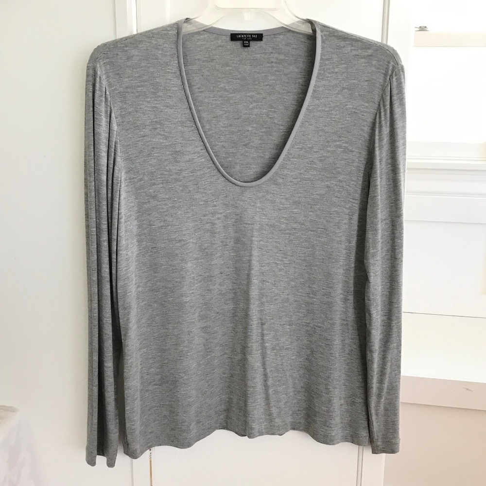 LAFAYETTE 148 Scoop Neck Tee Shirt Long Sleeve Top Women’s Plus Size XXL 1X